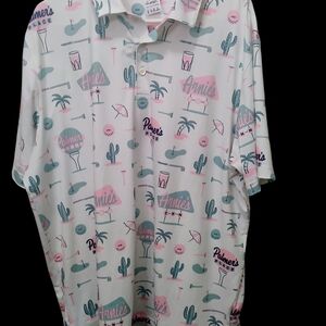 PUMA x Arnold Palmer Golf Polo Shirt Men's XL Pink Blue Retro Tropical Arnie's